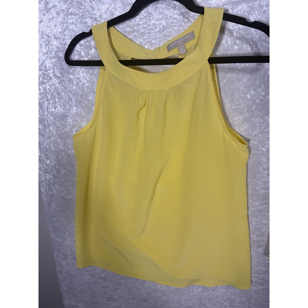 Banana Republic 100% Silk Top and Skirt  Sz 12 Yellow Office Career School - Picture 6 of 9